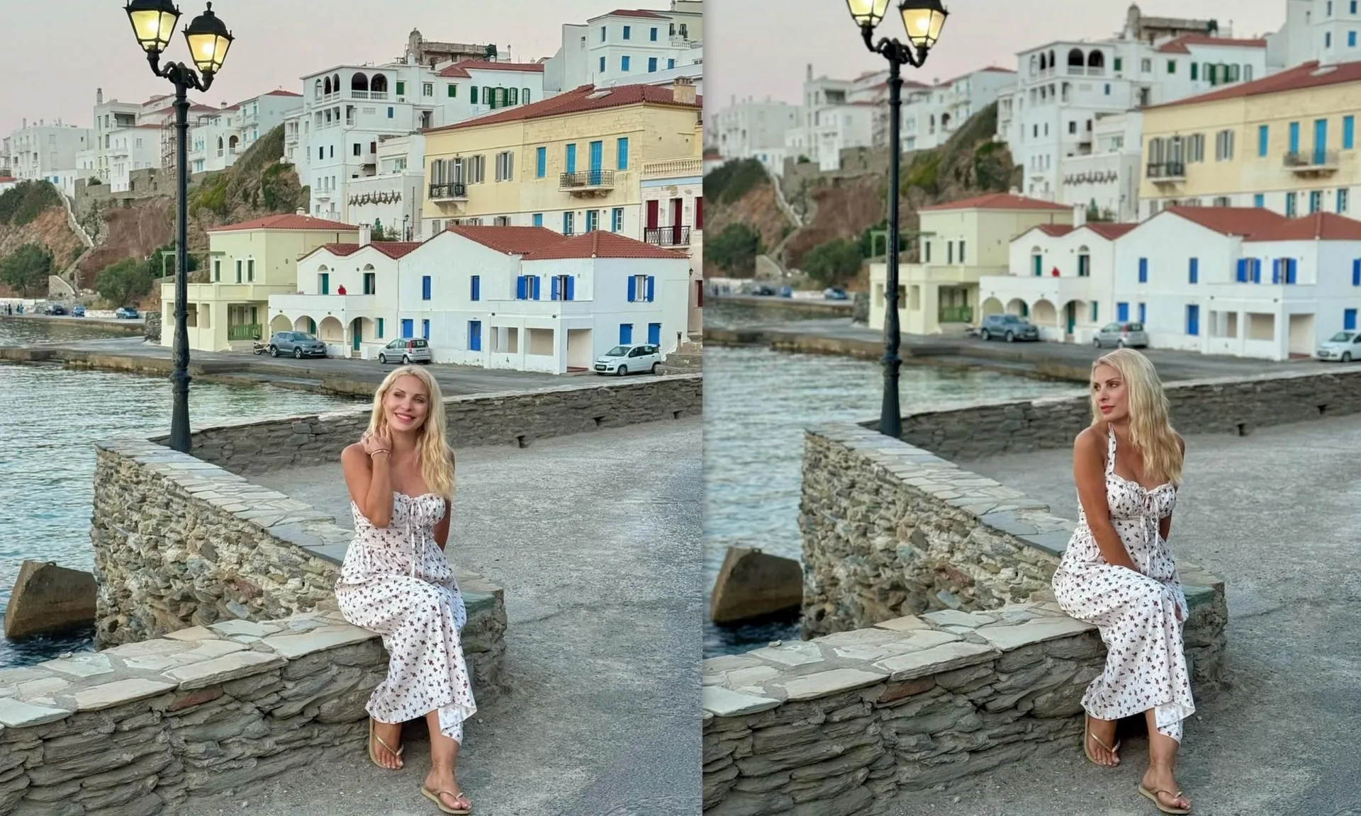 Ελένη Μενεγάκη: Ποζάρει στην Άνδρο σα να βγήκε από καρτ ποστάλ